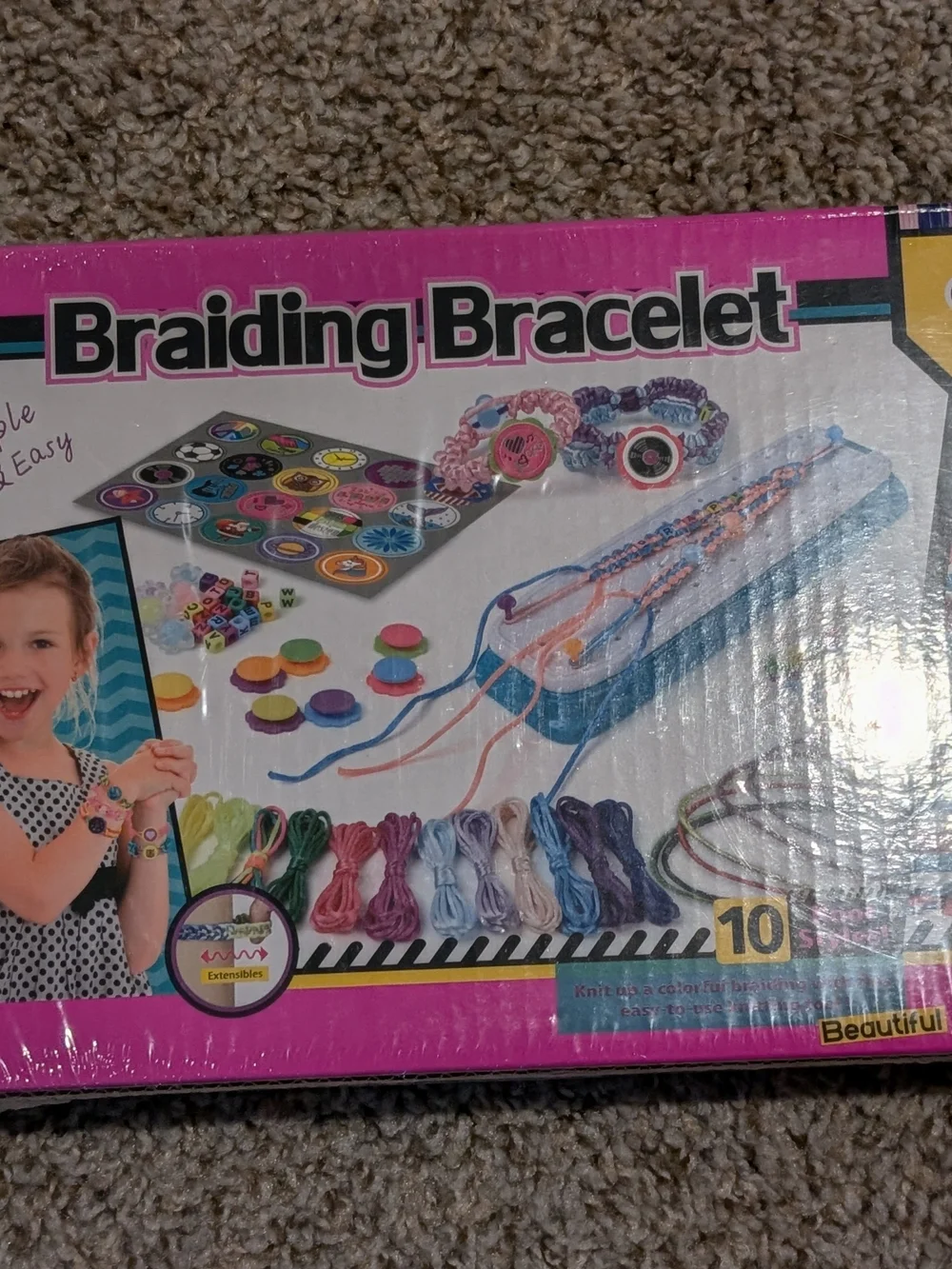 Braiding Bracelet Craft Kit for Kids - Pink